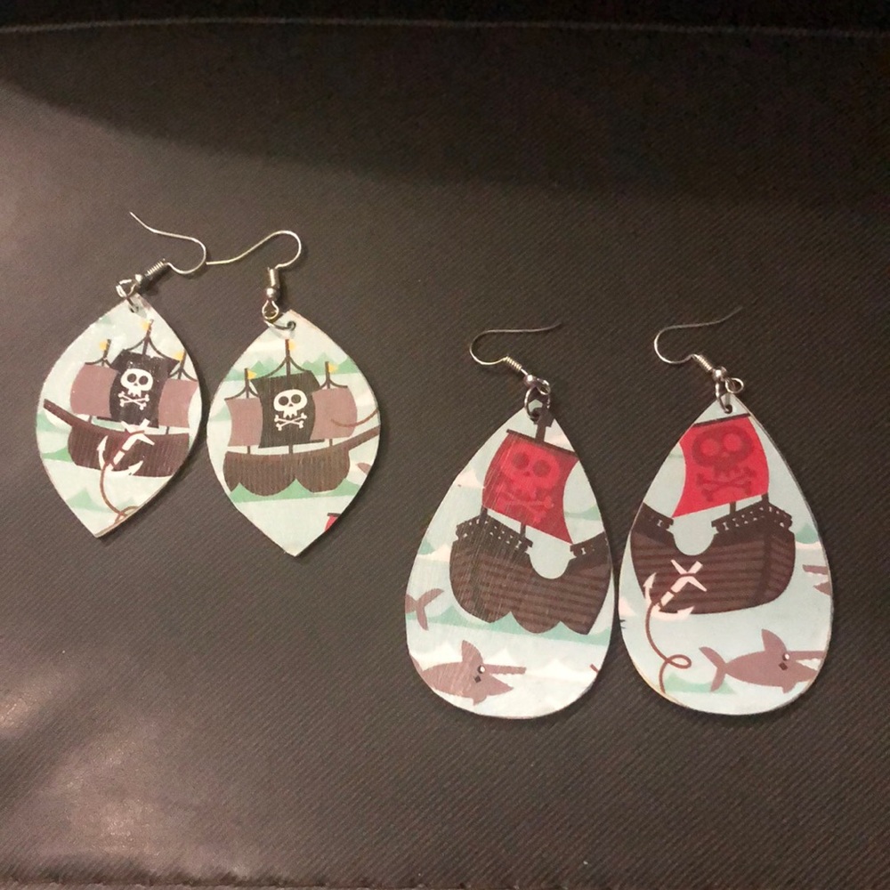 Pirate ship teardrop dangles